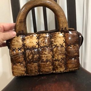 Vintage mini wooden purse